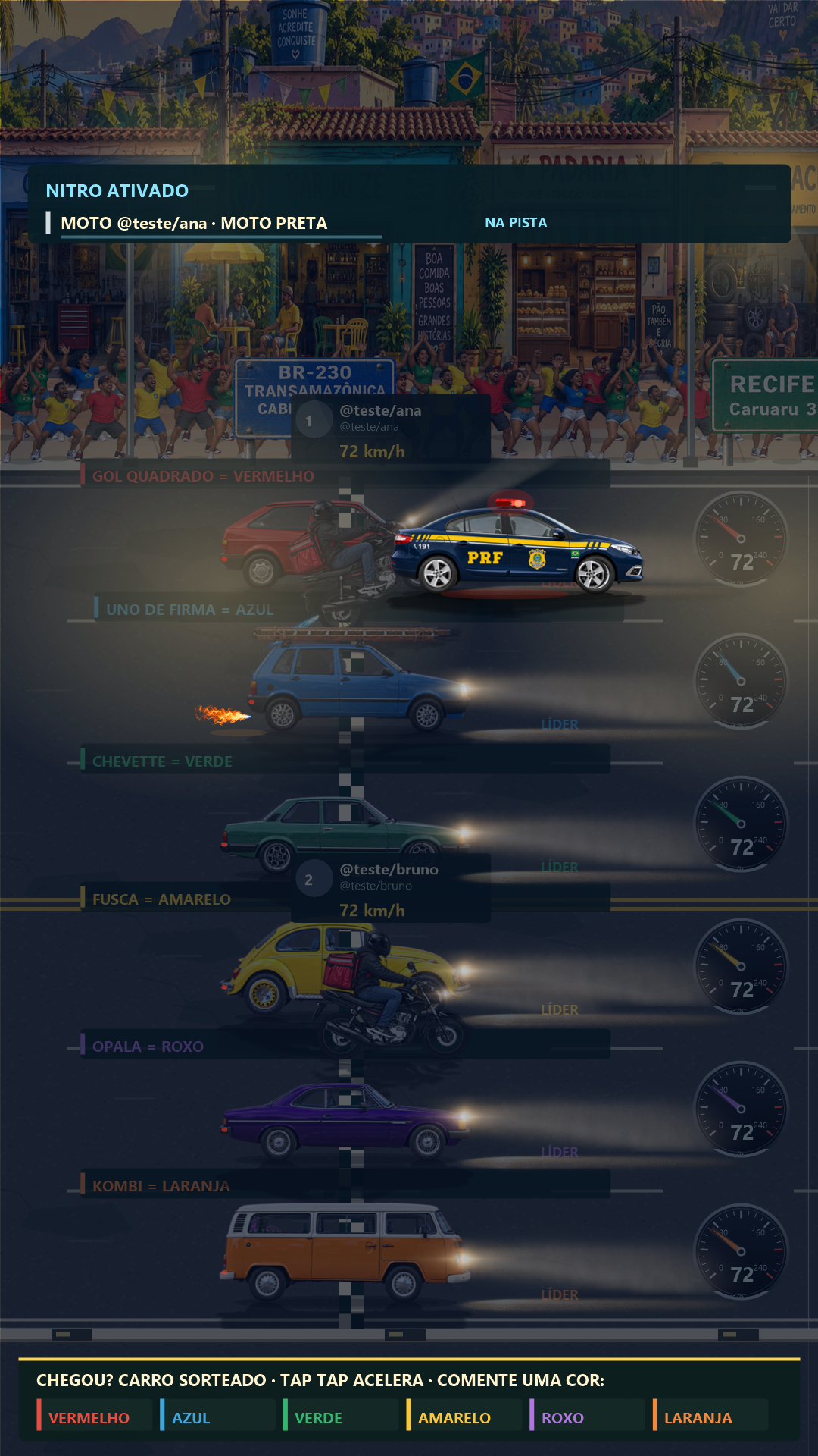 Motoboys na corrida noturna da versão atual